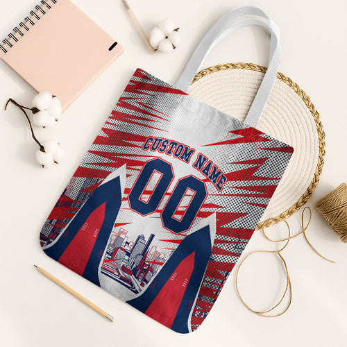 Personalised Western Bulldogs Fan Pride Tote Bag Muscular Bulldog Mascot Graphic Art With Melbourne City Skyline