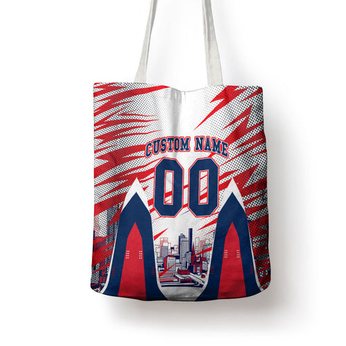 Personalised Western Bulldogs Fan Pride Tote Bag Muscular Bulldog Mascot Graphic Art With Melbourne City Skyline