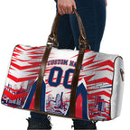 Personalised Western Bulldogs Fan Pride Travel Bag Muscular Bulldog Mascot Graphic Art With Melbourne City Skyline