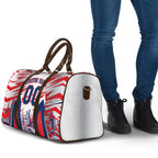 Personalised Western Bulldogs Fan Pride Travel Bag Muscular Bulldog Mascot Graphic Art With Melbourne City Skyline