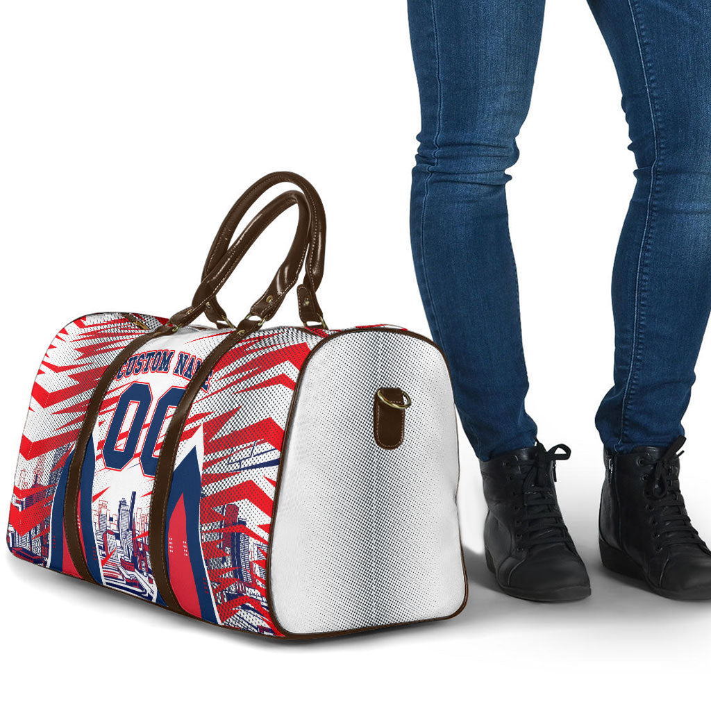 Personalised Western Bulldogs Fan Pride Travel Bag Muscular Bulldog Mascot Graphic Art With Melbourne City Skyline