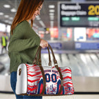 Personalised Western Bulldogs Fan Pride Travel Bag Muscular Bulldog Mascot Graphic Art With Melbourne City Skyline
