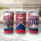 Personalised Western Bulldogs Fan Pride Tumbler Cup Muscular Bulldog Mascot Graphic Art With Melbourne City Skyline