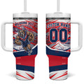 Personalised Western Bulldogs Fan Pride Tumbler With Handle Muscular Bulldog Mascot Graphic Art With Melbourne City Skyline