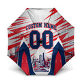 Personalised Western Bulldogs Fan Pride Umbrella Muscular Bulldog Mascot Graphic Art With Melbourne City Skyline