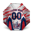 Personalised Western Bulldogs Fan Pride Umbrella Muscular Bulldog Mascot Graphic Art With Melbourne City Skyline
