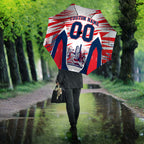 Personalised Western Bulldogs Fan Pride Umbrella Muscular Bulldog Mascot Graphic Art With Melbourne City Skyline