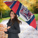 Personalised Western Bulldogs Fan Pride Umbrella Muscular Bulldog Mascot Graphic Art With Melbourne City Skyline