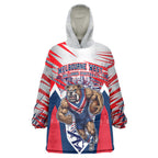 Personalised Western Bulldogs Fan Pride Wearable Blanket Hoodie Muscular Bulldog Mascot Graphic Art With Melbourne City Skyline