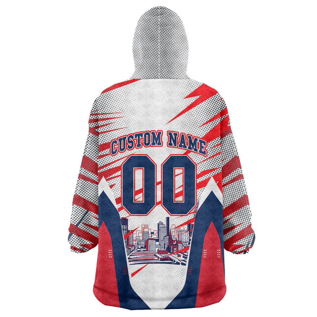 Personalised Western Bulldogs Fan Pride Wearable Blanket Hoodie Muscular Bulldog Mascot Graphic Art With Melbourne City Skyline
