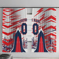 Personalised Western Bulldogs Fan Pride Window Curtain Muscular Bulldog Mascot Graphic Art With Melbourne City Skyline