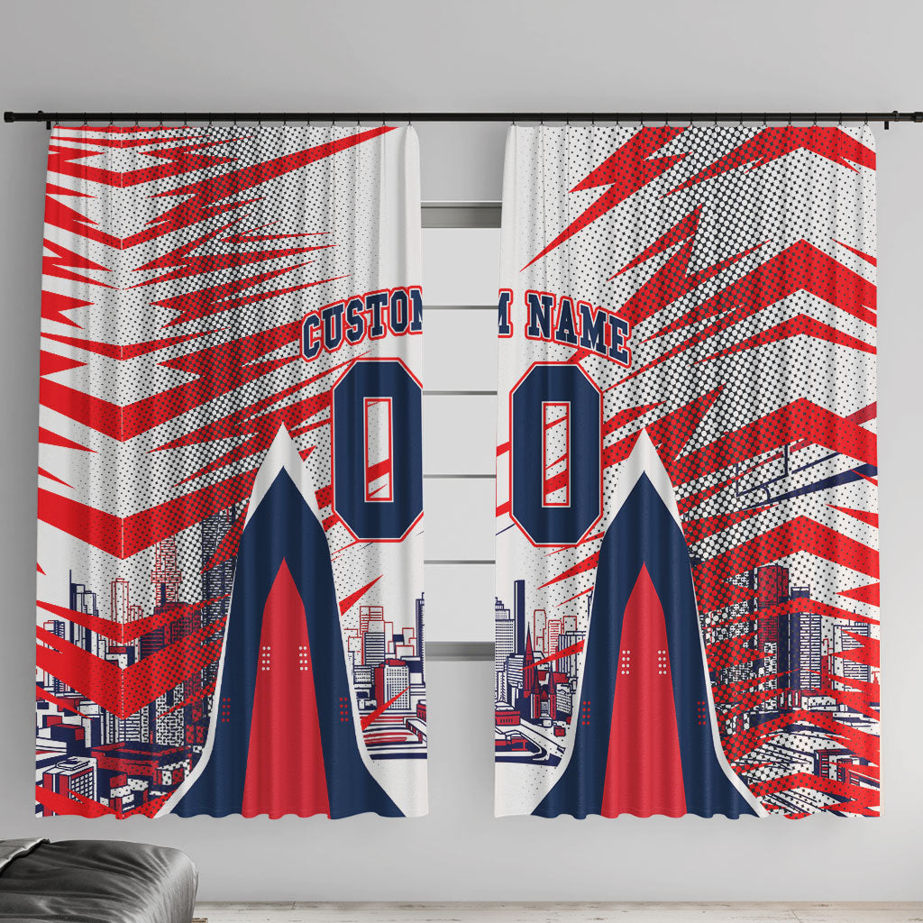 Personalised Western Bulldogs Fan Pride Window Curtain Muscular Bulldog Mascot Graphic Art With Melbourne City Skyline