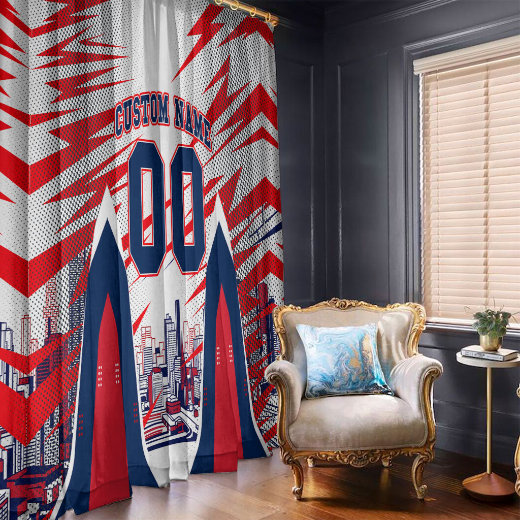 Personalised Western Bulldogs Fan Pride Window Curtain Muscular Bulldog Mascot Graphic Art With Melbourne City Skyline