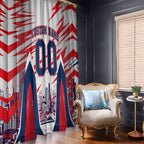 Personalised Western Bulldogs Fan Pride Window Curtain Muscular Bulldog Mascot Graphic Art With Melbourne City Skyline