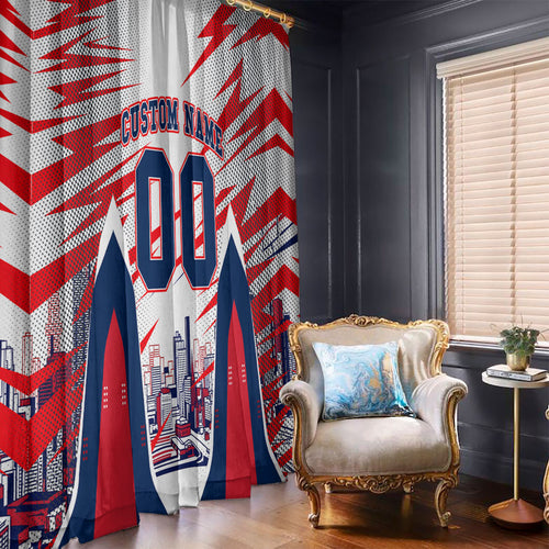Personalised Western Bulldogs Fan Pride Window Curtain Muscular Bulldog Mascot Graphic Art With Melbourne City Skyline