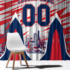 Personalised Western Bulldogs Fan Pride Window Curtain Muscular Bulldog Mascot Graphic Art With Melbourne City Skyline