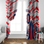 Personalised Western Bulldogs Fan Pride Window Curtain Muscular Bulldog Mascot Graphic Art With Melbourne City Skyline