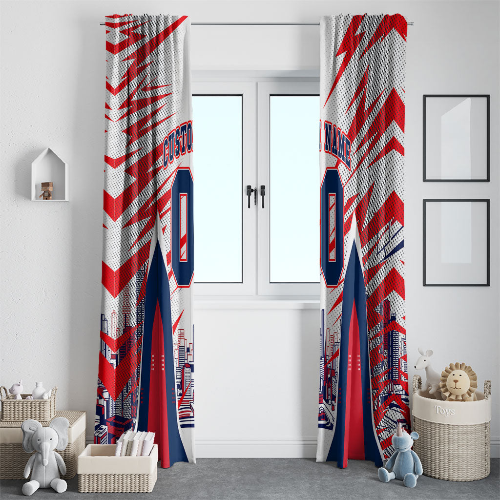 Personalised Western Bulldogs Fan Pride Window Curtain Muscular Bulldog Mascot Graphic Art With Melbourne City Skyline