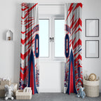 Personalised Western Bulldogs Fan Pride Window Curtain Muscular Bulldog Mascot Graphic Art With Melbourne City Skyline