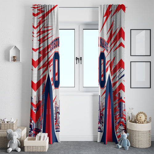 Personalised Western Bulldogs Fan Pride Window Curtain Muscular Bulldog Mascot Graphic Art With Melbourne City Skyline