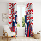 Personalised Western Bulldogs Fan Pride Window Curtain Muscular Bulldog Mascot Graphic Art With Melbourne City Skyline