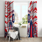 Personalised Western Bulldogs Fan Pride Window Curtain Muscular Bulldog Mascot Graphic Art With Melbourne City Skyline