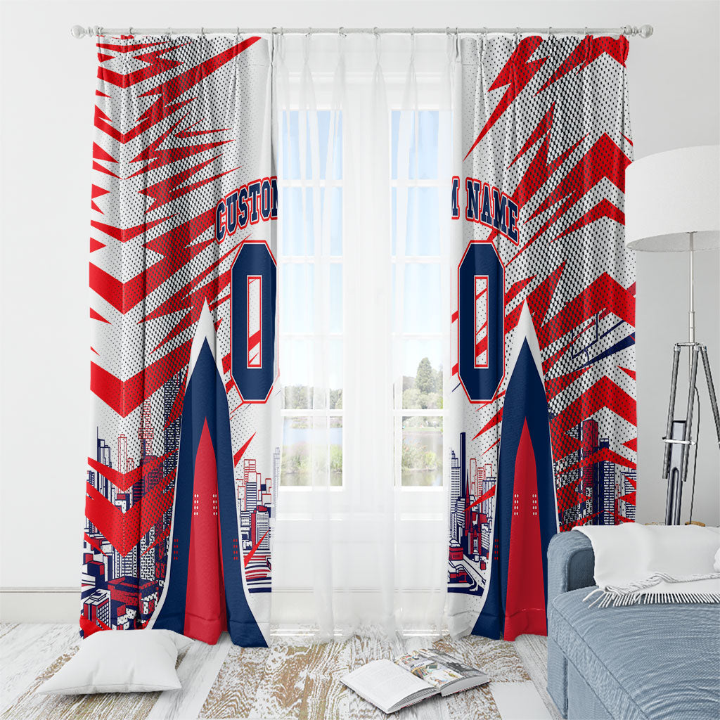 Personalised Western Bulldogs Fan Pride Window Curtain Muscular Bulldog Mascot Graphic Art With Melbourne City Skyline