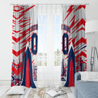 Personalised Western Bulldogs Fan Pride Window Curtain Muscular Bulldog Mascot Graphic Art With Melbourne City Skyline