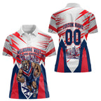 Personalised Western Bulldogs Fan Pride Women Polo Shirt Muscular Bulldog Mascot Graphic Art With Melbourne City Skyline