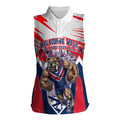 Personalised Western Bulldogs Fan Pride Women Sleeveless Polo Shirt Muscular Bulldog Mascot Graphic Art With Melbourne City Skyline