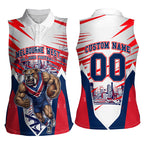 Personalised Western Bulldogs Fan Pride Women Sleeveless Polo Shirt Muscular Bulldog Mascot Graphic Art With Melbourne City Skyline