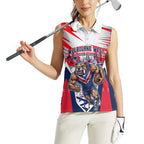 Personalised Western Bulldogs Fan Pride Women Sleeveless Polo Shirt Muscular Bulldog Mascot Graphic Art With Melbourne City Skyline