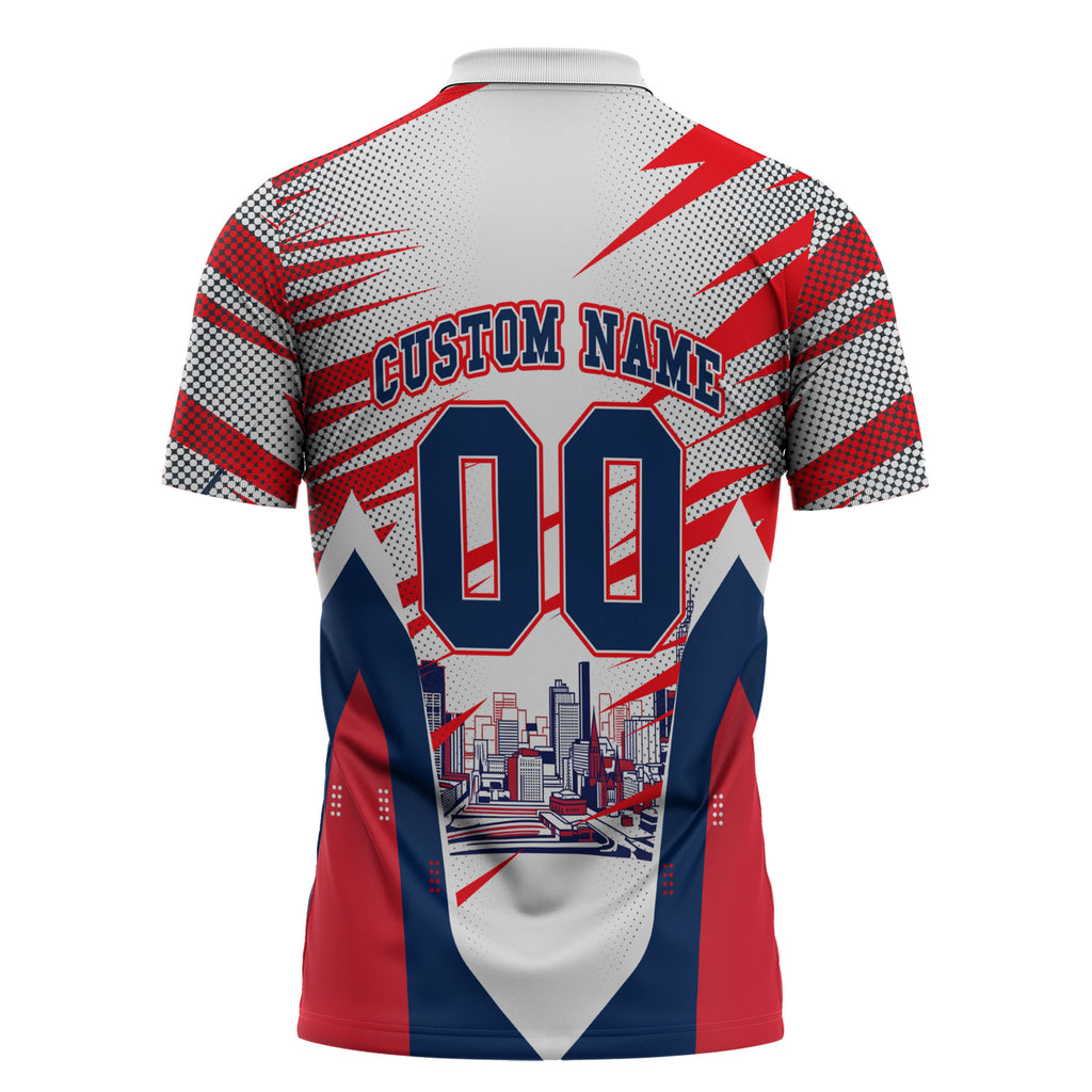 Personalised Western Bulldogs Fan Pride Zipper Polo Shirt Muscular Bulldog Mascot Graphic Art With Melbourne City Skyline