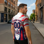 Personalised Western Bulldogs Fan Pride Zipper Polo Shirt Muscular Bulldog Mascot Graphic Art With Melbourne City Skyline