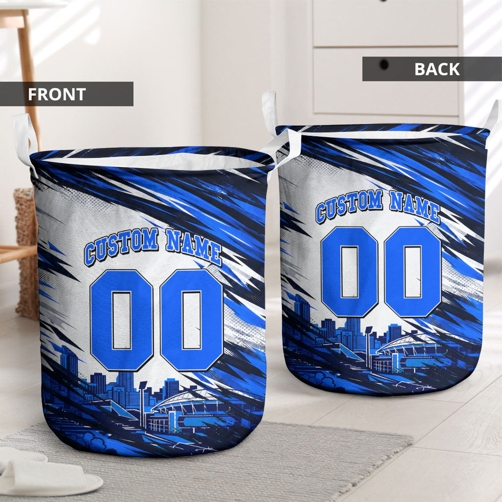 Personalised Adelaide Strikers Cricket Fan Pride Laundry Basket Dynamic Cricket Graphic Art With Adelaide City Skyline