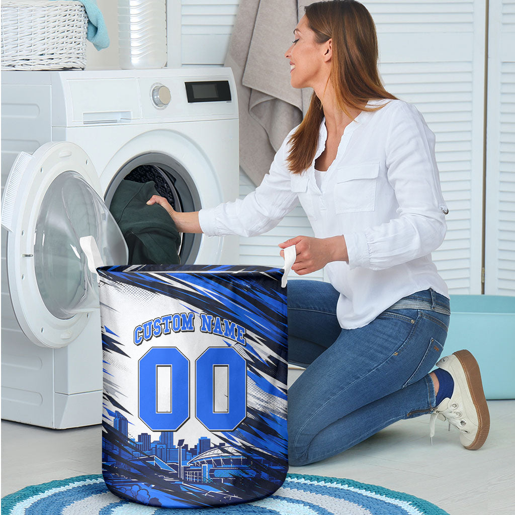 Personalised Adelaide Strikers Cricket Fan Pride Laundry Basket Dynamic Cricket Graphic Art With Adelaide City Skyline