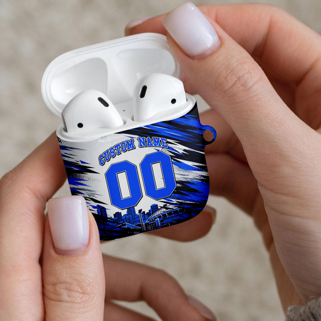 Personalised Adelaide Strikers Cricket Fan Pride AirPods Case Dynamic Cricket Graphic Art With Adelaide City Skyline