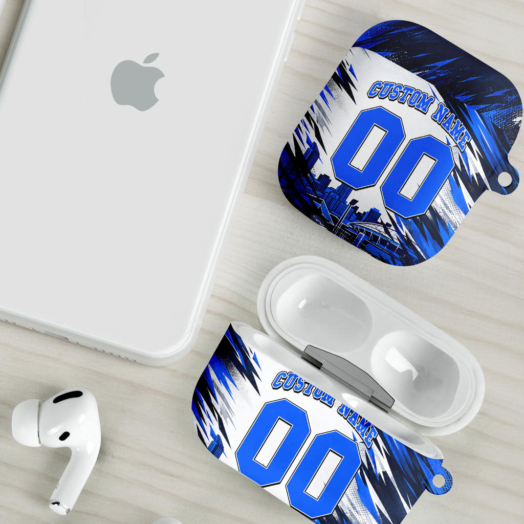 Personalised Adelaide Strikers Cricket Fan Pride AirPods Case Dynamic Cricket Graphic Art With Adelaide City Skyline