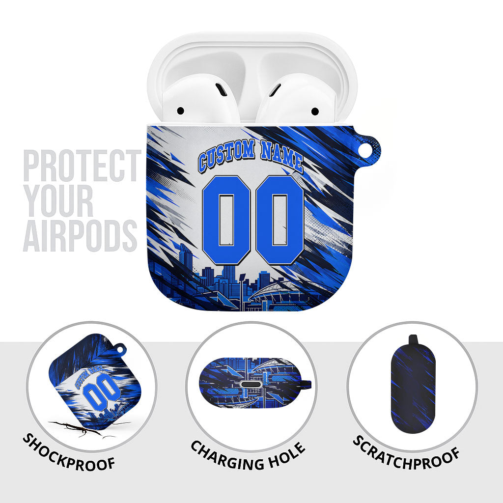 Personalised Adelaide Strikers Cricket Fan Pride AirPods Case Dynamic Cricket Graphic Art With Adelaide City Skyline