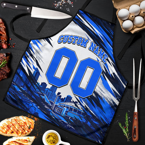 Personalised Adelaide Strikers Cricket Fan Pride Apron Dynamic Cricket Graphic Art With Adelaide City Skyline