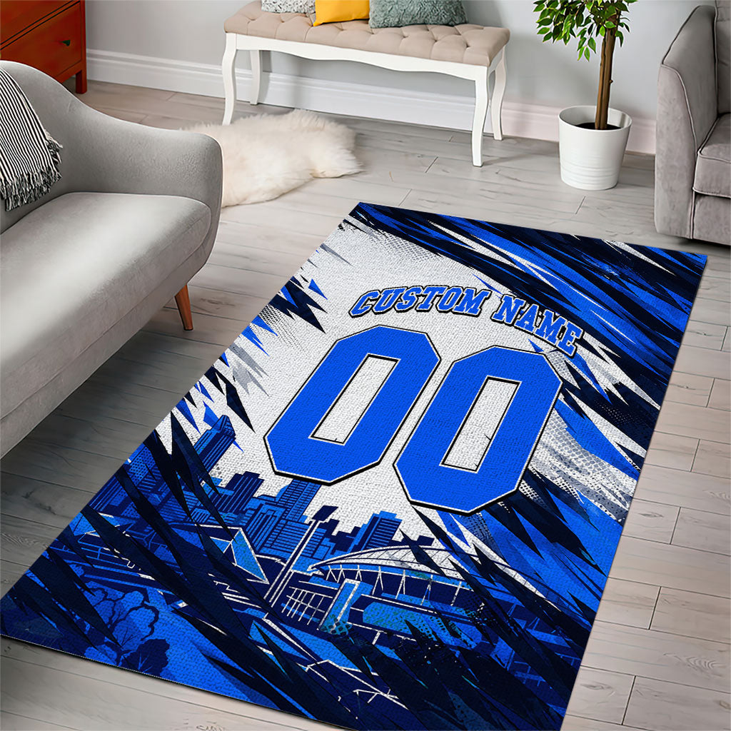 Personalised Adelaide Strikers Cricket Fan Pride Area Rug Dynamic Cricket Graphic Art With Adelaide City Skyline