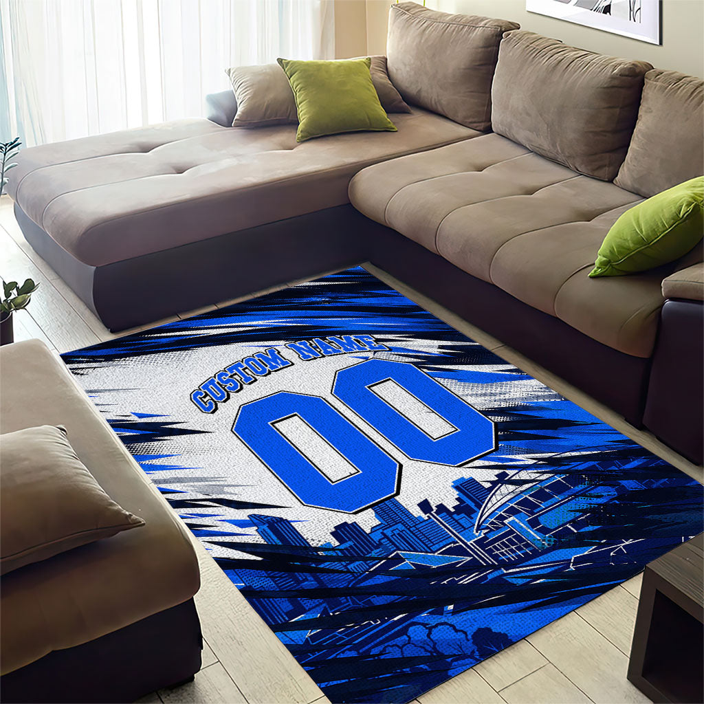 Personalised Adelaide Strikers Cricket Fan Pride Area Rug Dynamic Cricket Graphic Art With Adelaide City Skyline