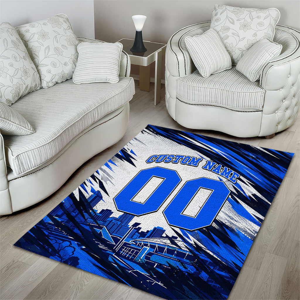 Personalised Adelaide Strikers Cricket Fan Pride Area Rug Dynamic Cricket Graphic Art With Adelaide City Skyline