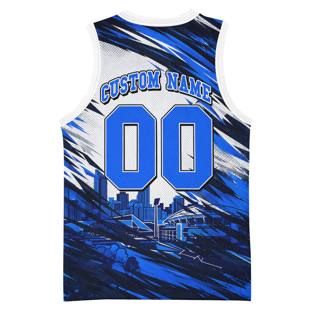 Personalised Adelaide Strikers Cricket Fan Pride Basketball Jersey Dynamic Cricket Graphic Art With Adelaide City Skyline