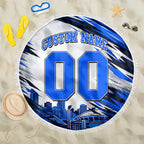 Personalised Adelaide Strikers Cricket Fan Pride Beach Blanket Dynamic Cricket Graphic Art With Adelaide City Skyline
