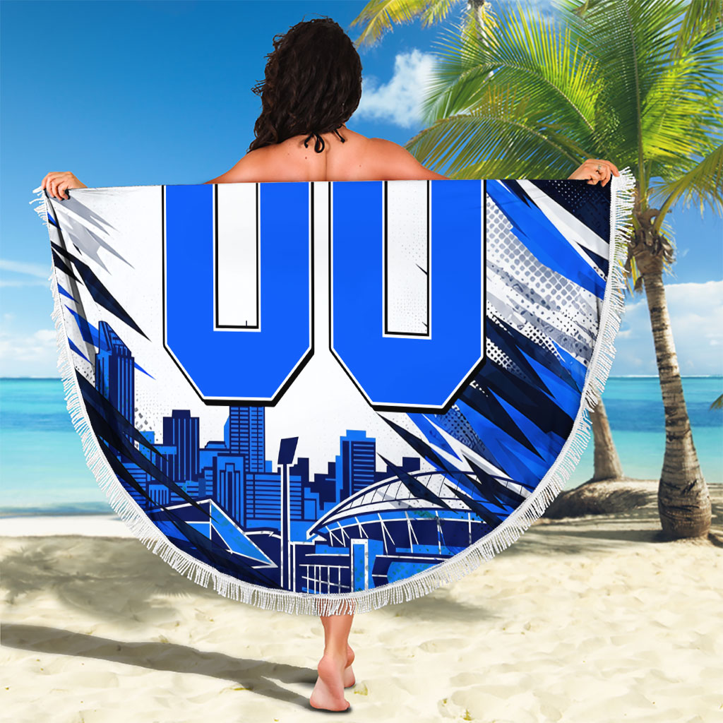 Personalised Adelaide Strikers Cricket Fan Pride Beach Blanket Dynamic Cricket Graphic Art With Adelaide City Skyline