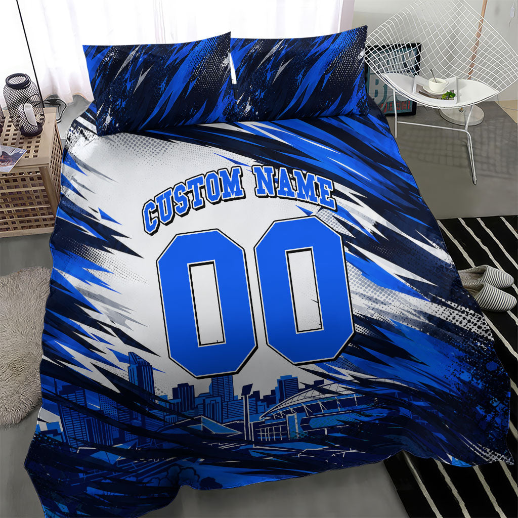 Personalised Adelaide Strikers Cricket Fan Pride Bedding Set Dynamic Cricket Graphic Art With Adelaide City Skyline