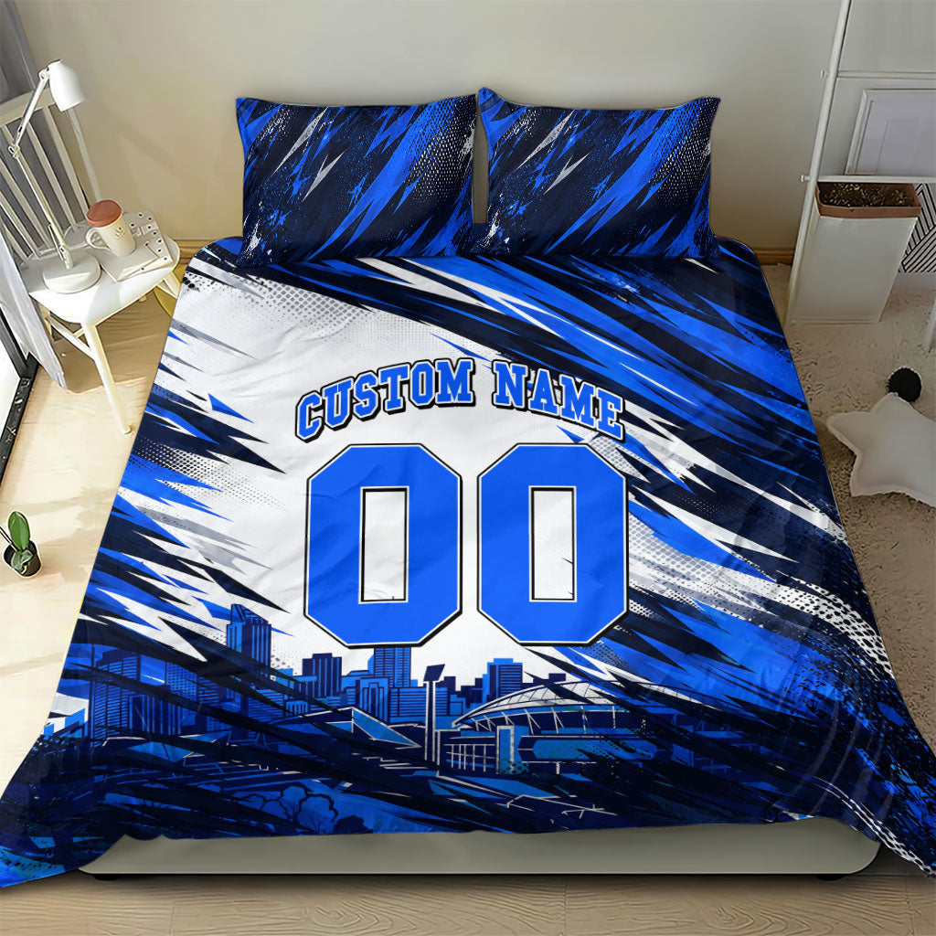 Personalised Adelaide Strikers Cricket Fan Pride Bedding Set Dynamic Cricket Graphic Art With Adelaide City Skyline