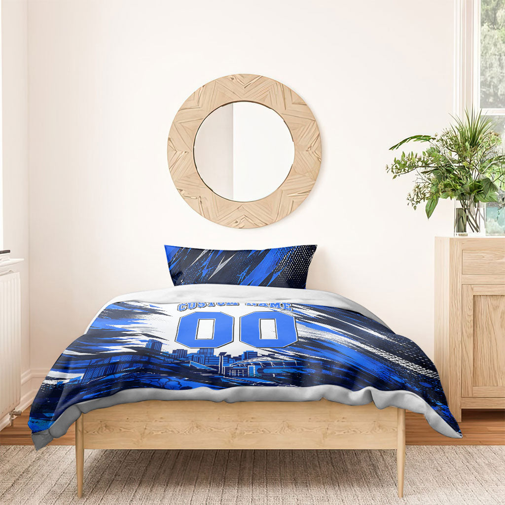 Personalised Adelaide Strikers Cricket Fan Pride Bedding Set Dynamic Cricket Graphic Art With Adelaide City Skyline