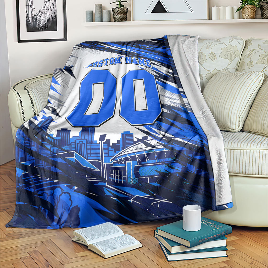 Personalised Adelaide Strikers Cricket Fan Pride Blanket Dynamic Cricket Graphic Art With Adelaide City Skyline
